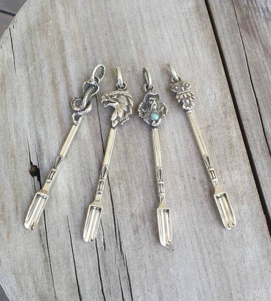 Owl,eagle,Swallow spoon pendant, 925 sterling silver,Hopi,mapacho,nicotiana rustica,owl,Mushroom pendant,spoon key ring,spice spoon,handmade