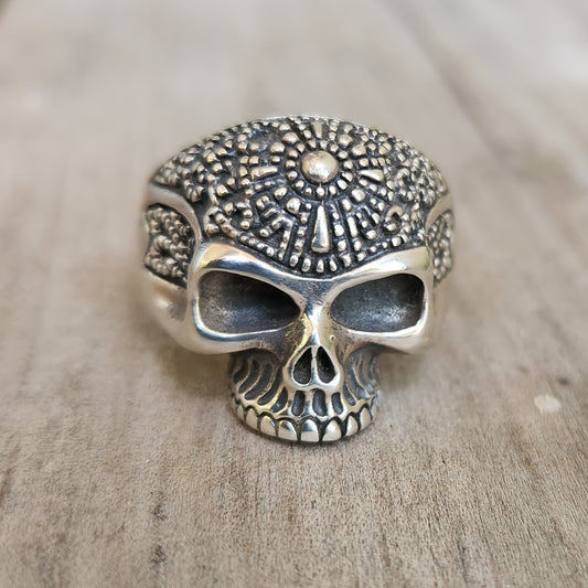Skull ring,sterling  silver,tribal skull,Aztec,steampunk,gothic, punk,biker,hand made,hipster,pirate,medievil,