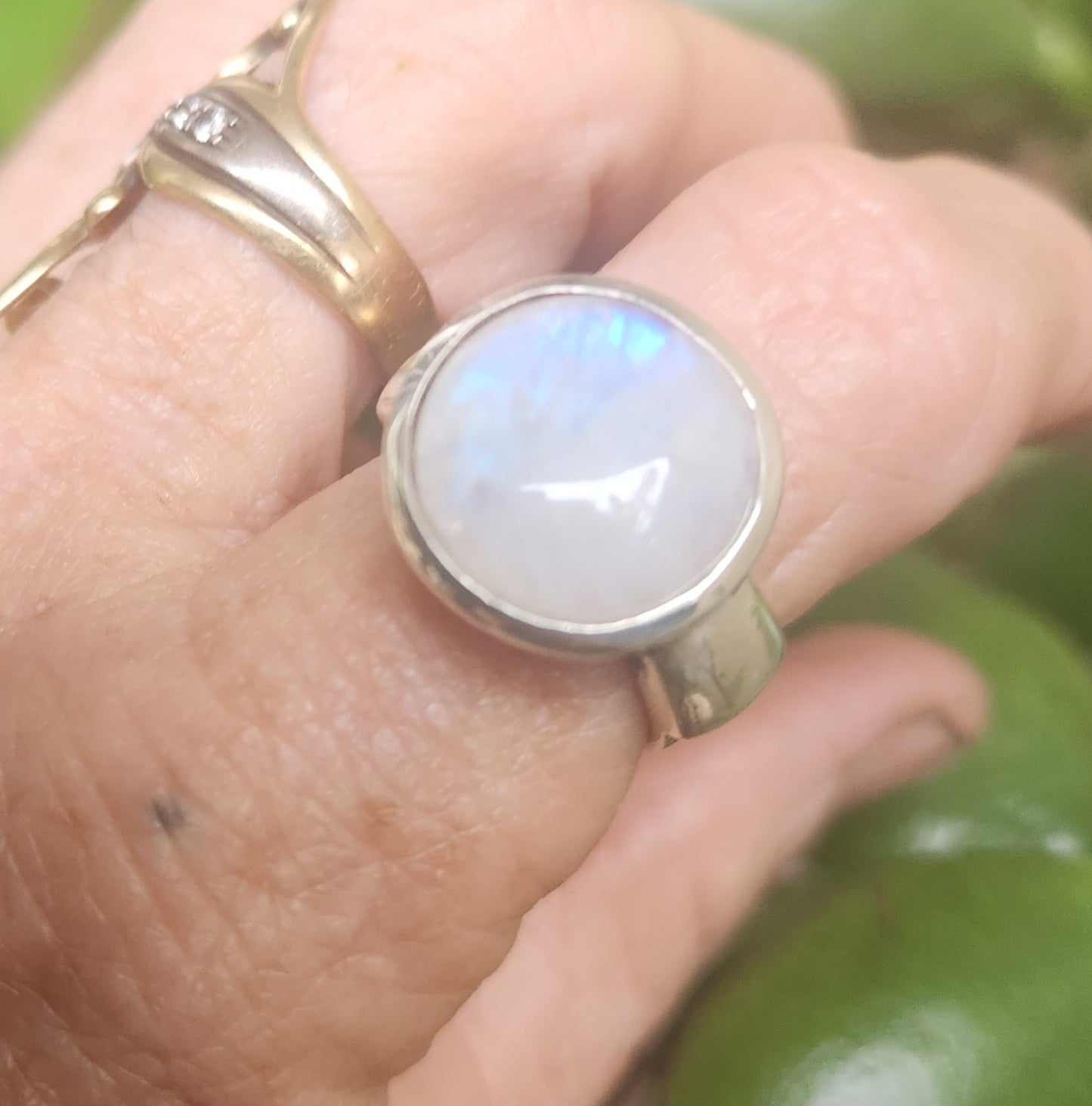 Green onyx ring,sterling silver,chunky ring,boho, large gemstone ring,handmade,cubic zirconia ring,modern