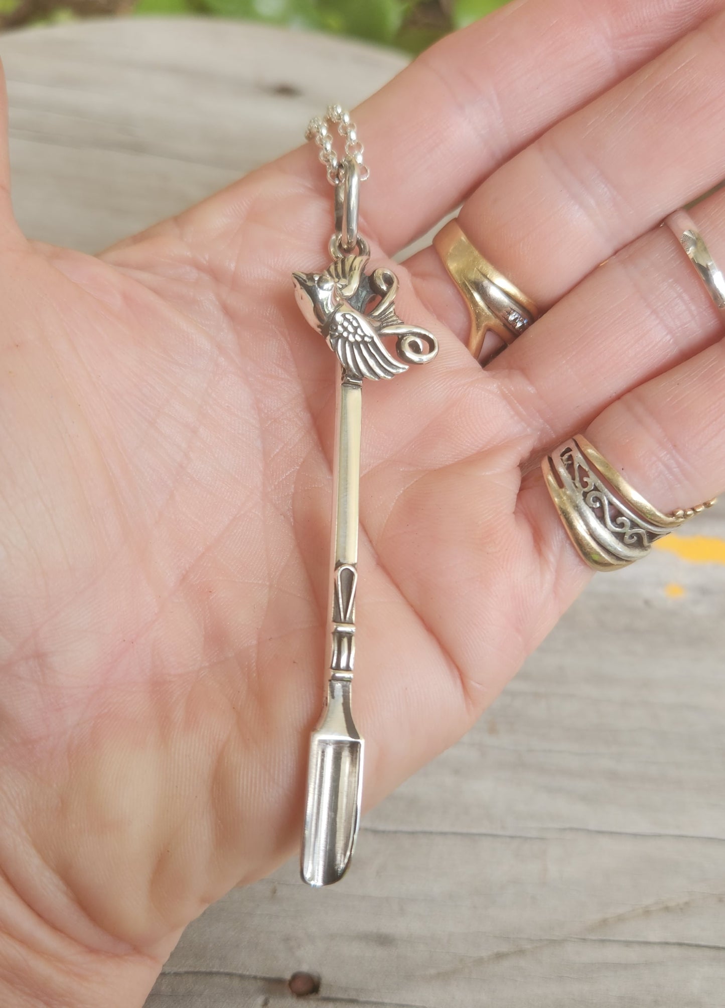 Swallow spoon,925 sterling silver, coke,harpe,pendant,
