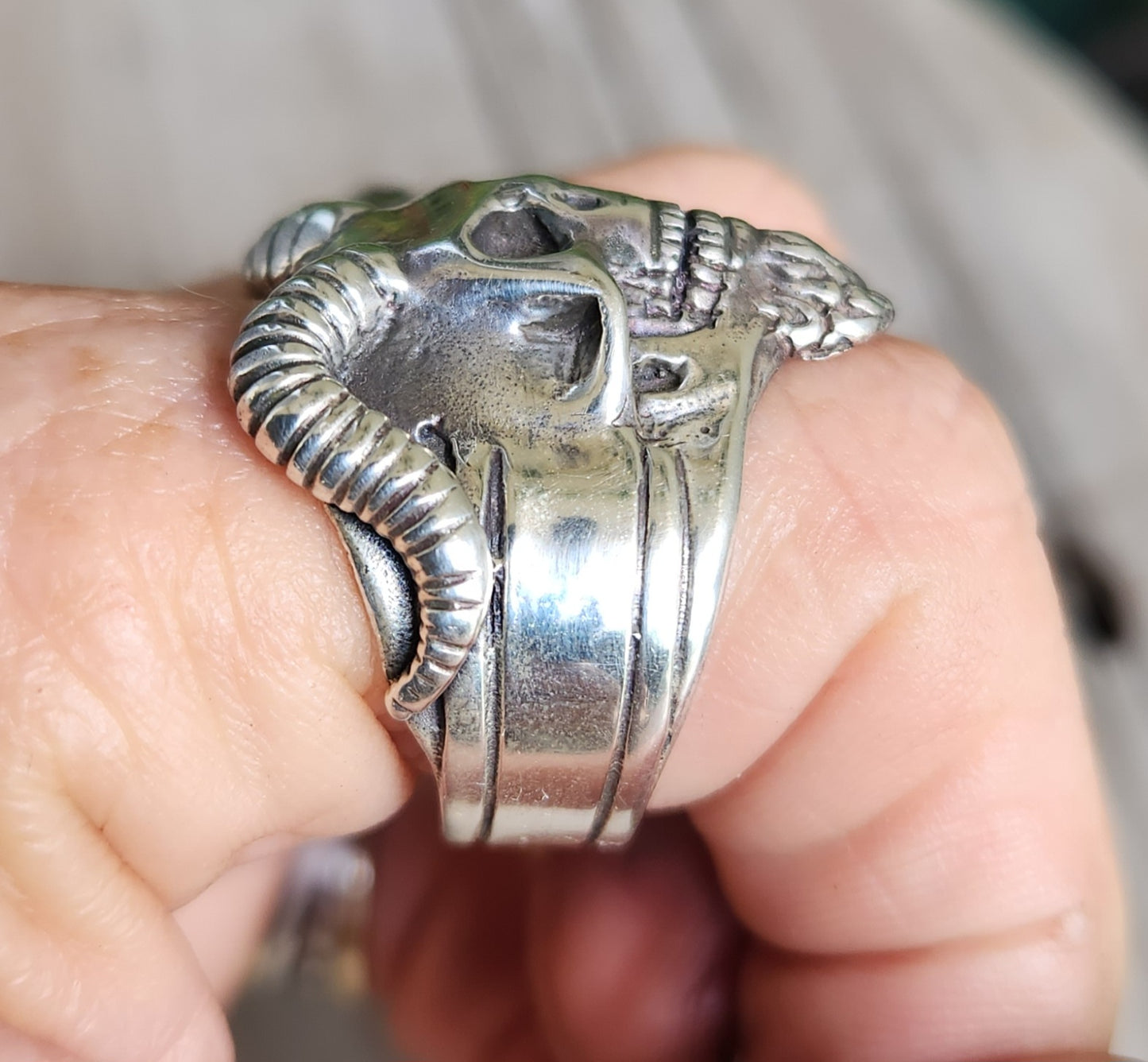 Goats skull ring,925 Sterling silver,goat skull,horn,tribal,indian,cowboy,country, western,ritual magic style,rockabilly,mens fashion,handmade