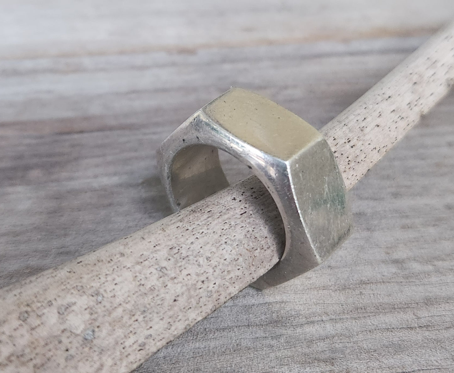 Hexagonal heavy band,solid sterling silver,30gms rustic nut  handmade ring,unisex  wedding ring,heavy band,industrial,