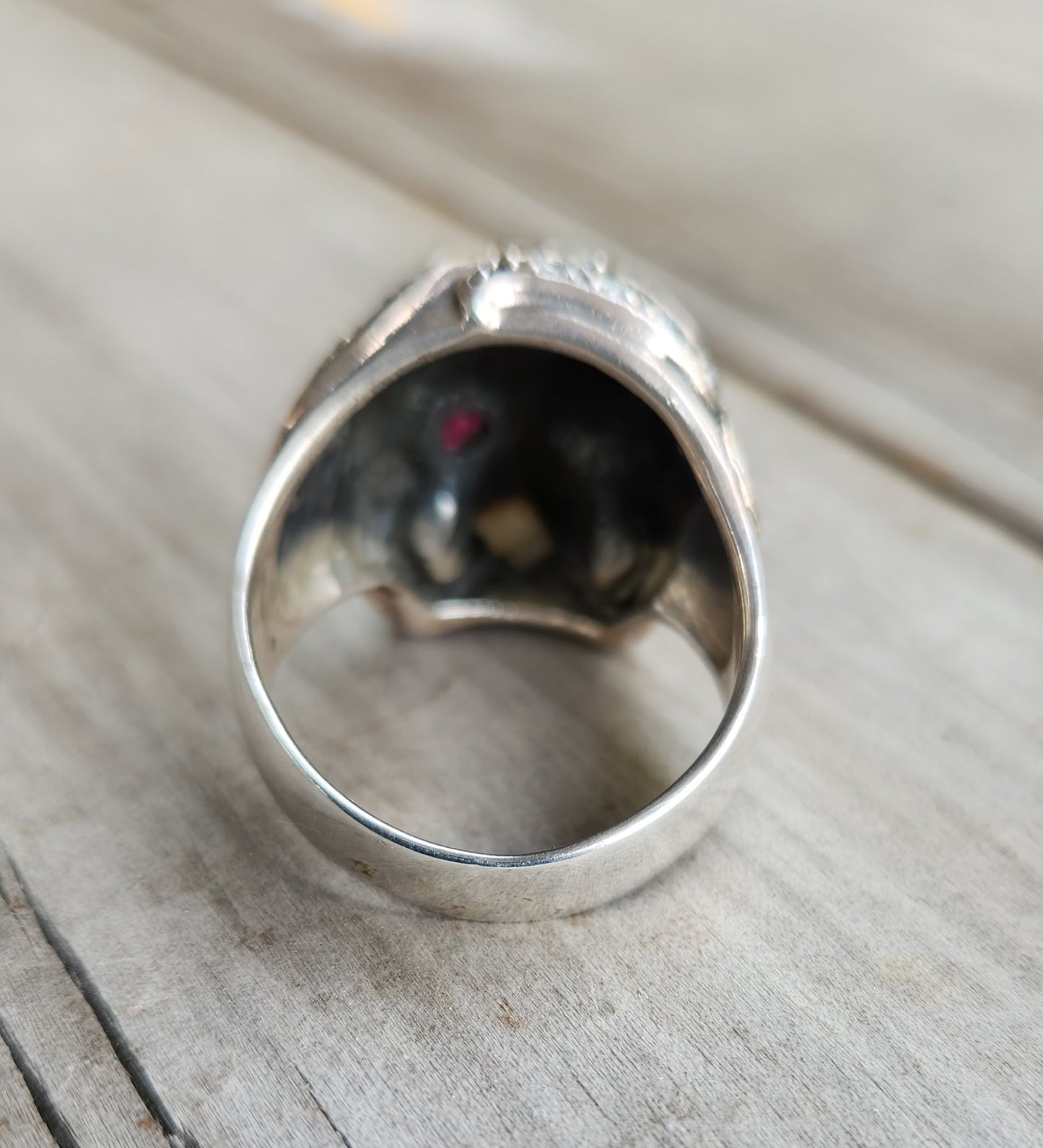 Skull ring,925 sterling silver bling,cubic zirconia,rockabilly,handmade,mens fashion,chunky ring,pirate
