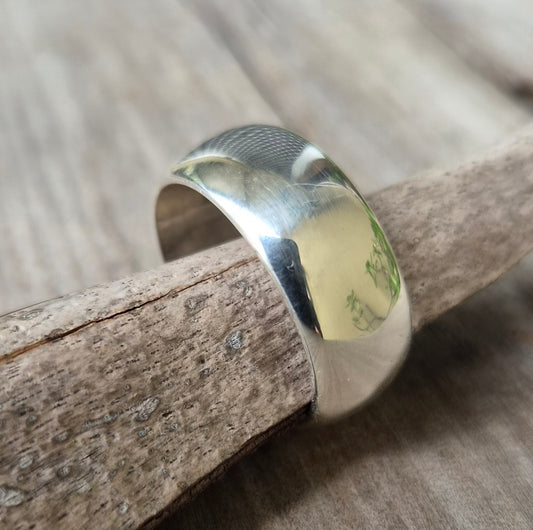Plain 10mm wide silver ring,925 solid sterling silver,size 13 handmade,silver wedding,rounded band,unisex