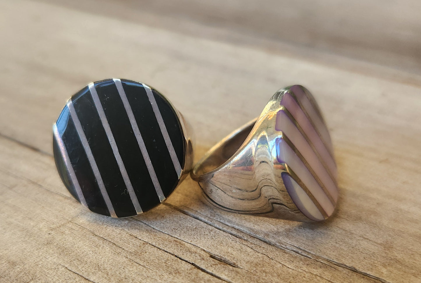 Large round inlay ring,925 sterling silver,black acrylic mosaic