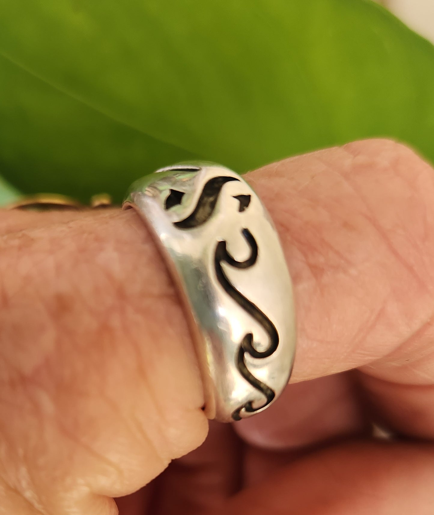 surf wave ring,925 sterling silver,sailor S,surf S,surfer,ocean jewelry,snorkel