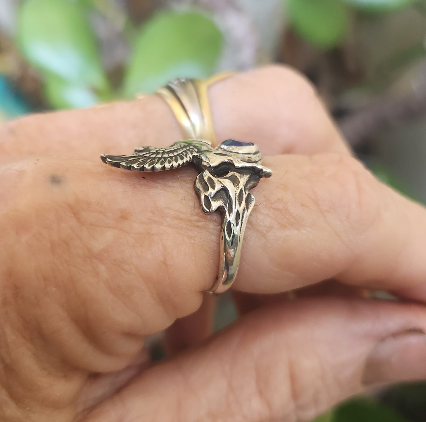PEGASUS ring,green onyx,sterling silver,mythical horse, unicorn, fantasy,new age,magic,mystical, boho,hippy,gypsy, art nouveau,handmade,