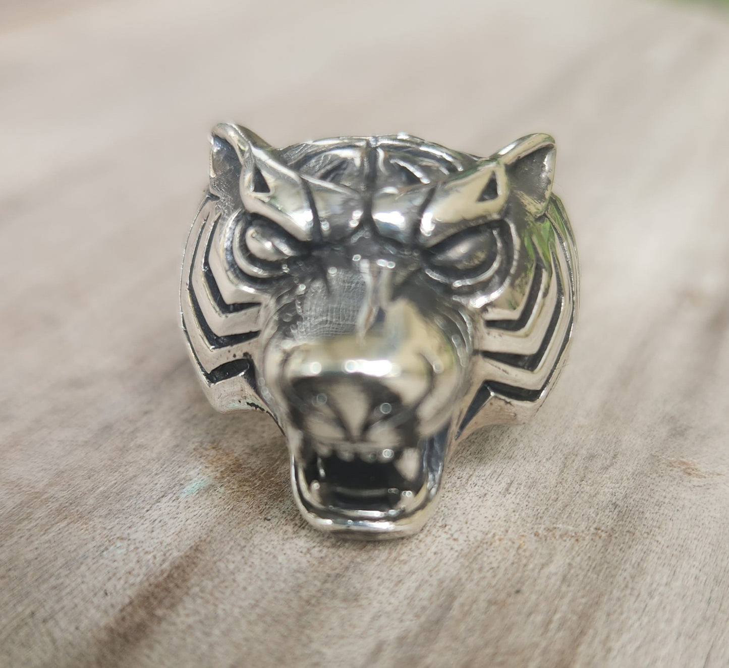 tiger ring,925 sterling silver,Large tiger,rockabilly,chunky ring,
