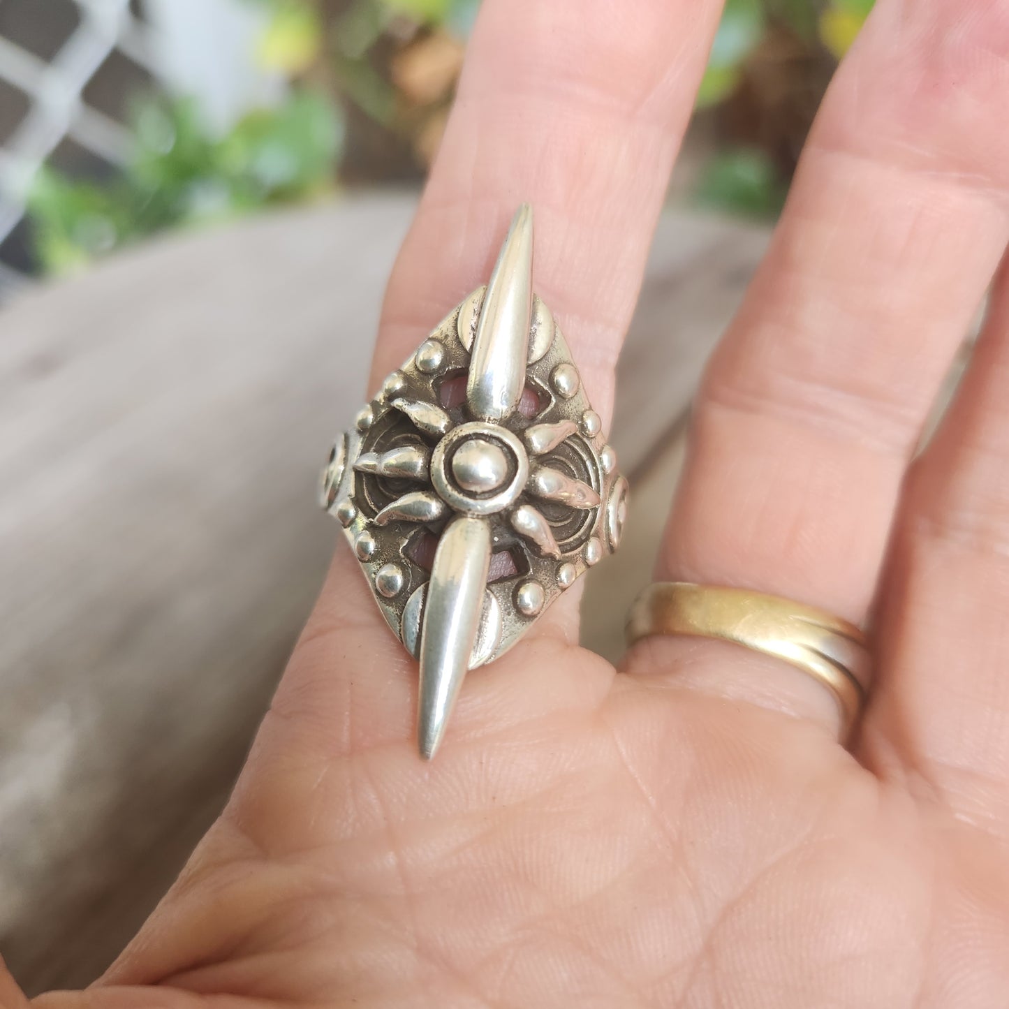 Long silver ring,925 sterling silver,handmade,gladiator,steampunk,tribal,unisex,punk,spiked ring,