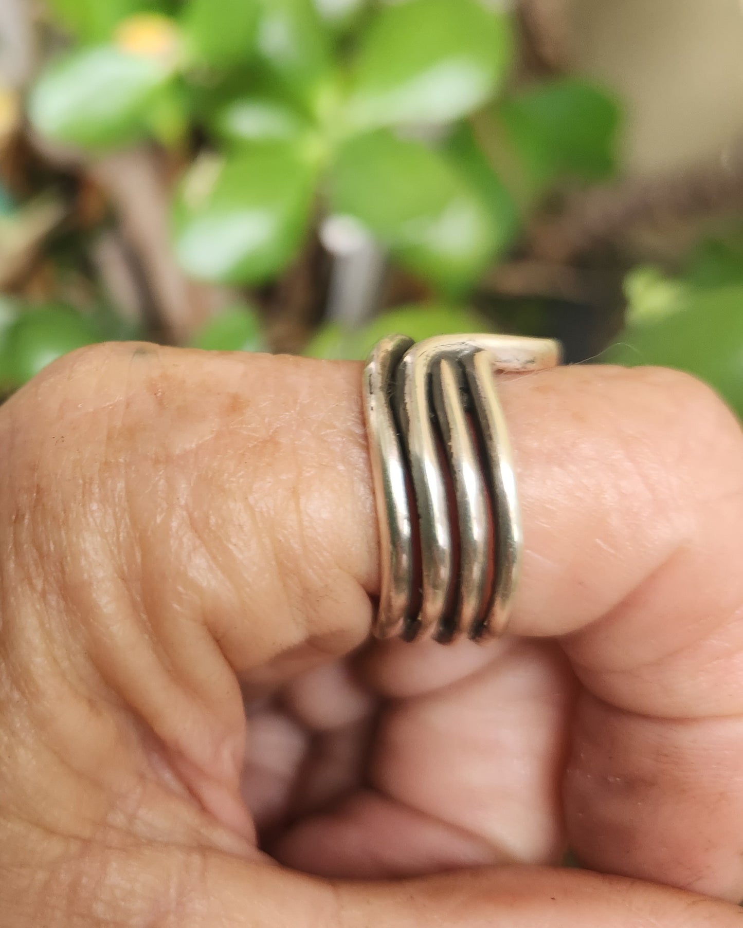 Heavy silver ring,925 sterling silver,10mm wide 4 band,