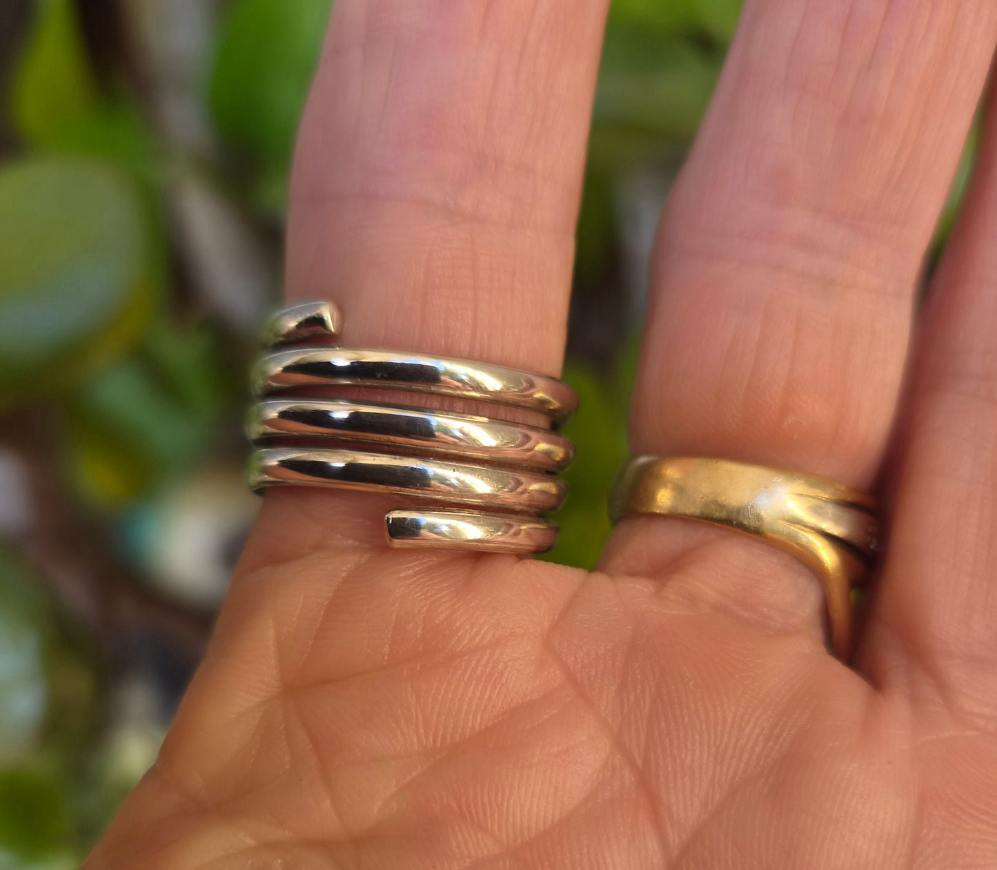 Coil spiral ring,sterling silver, wide adjustable band,wrap around,modern, (Copy)