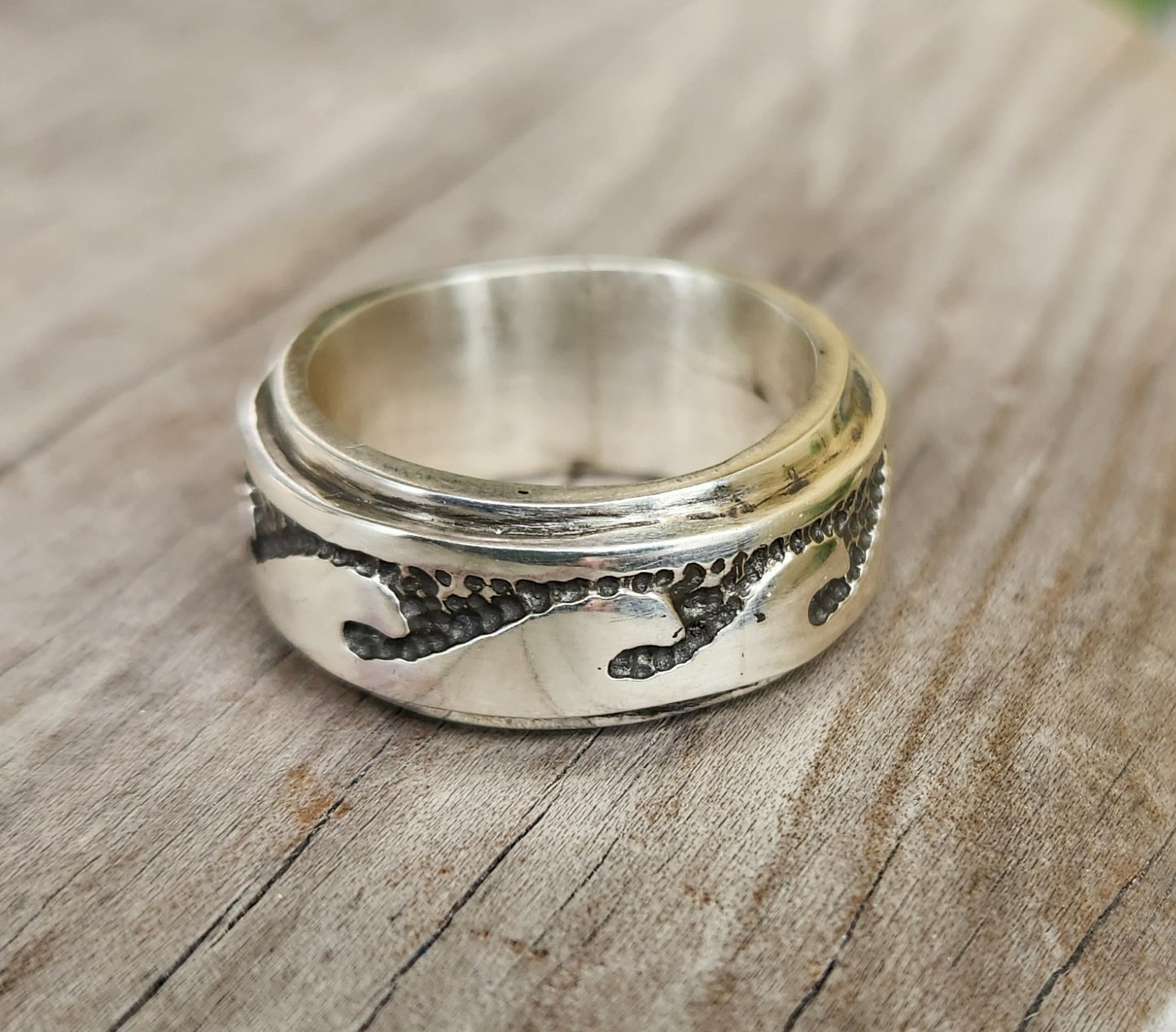 Heavy wave ring,925 sterling silver,10mm surf wave wedding band