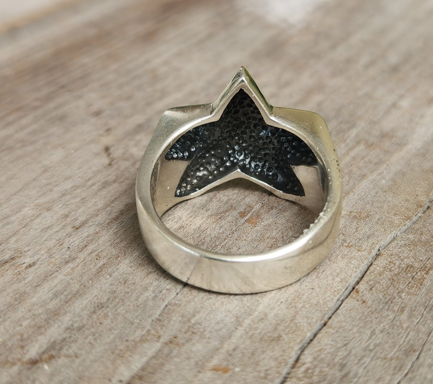 star caltex ring,925 Sterling silver caltex,flat star,5 pointed star,chunky,new age,