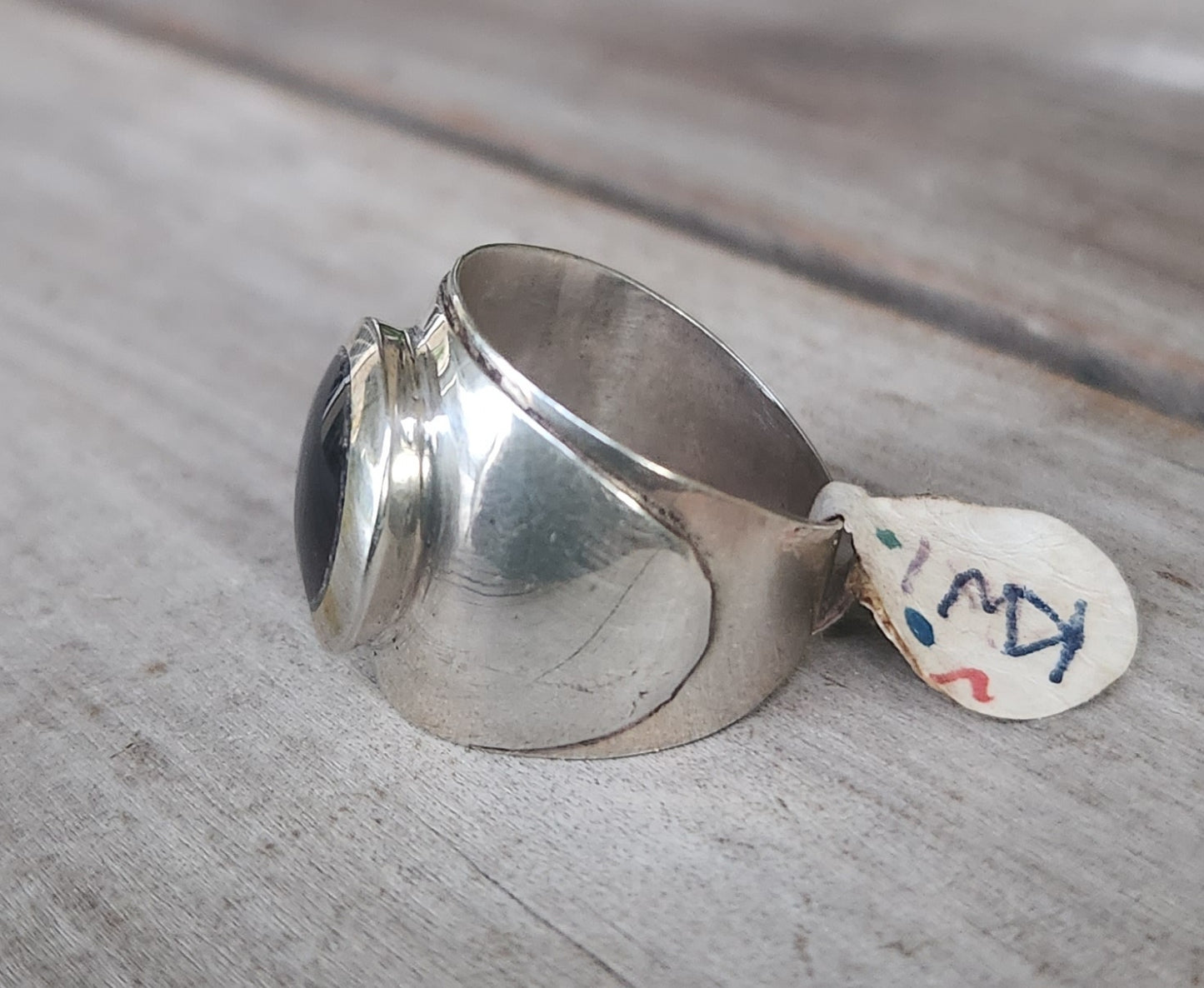wide silver ring,925 sterling silver,red coral or black enamel