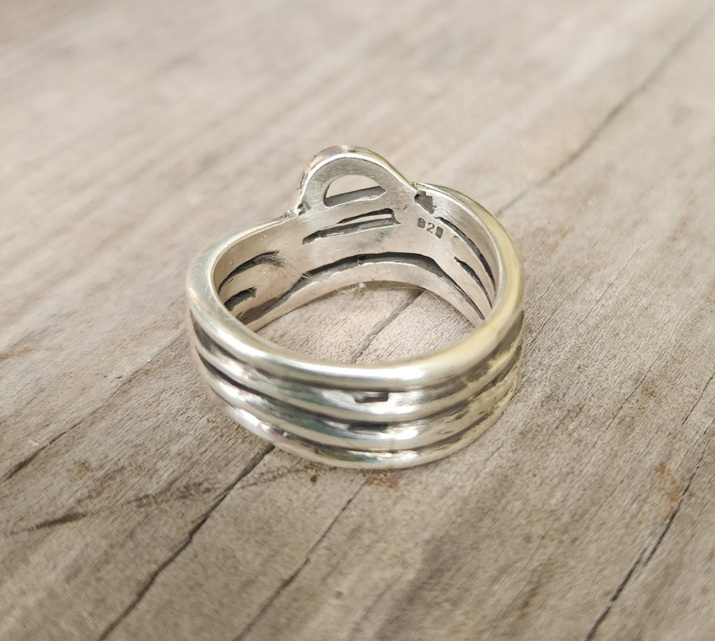 Heavy silver ring,925 sterling silver,10mm wide 4 band,