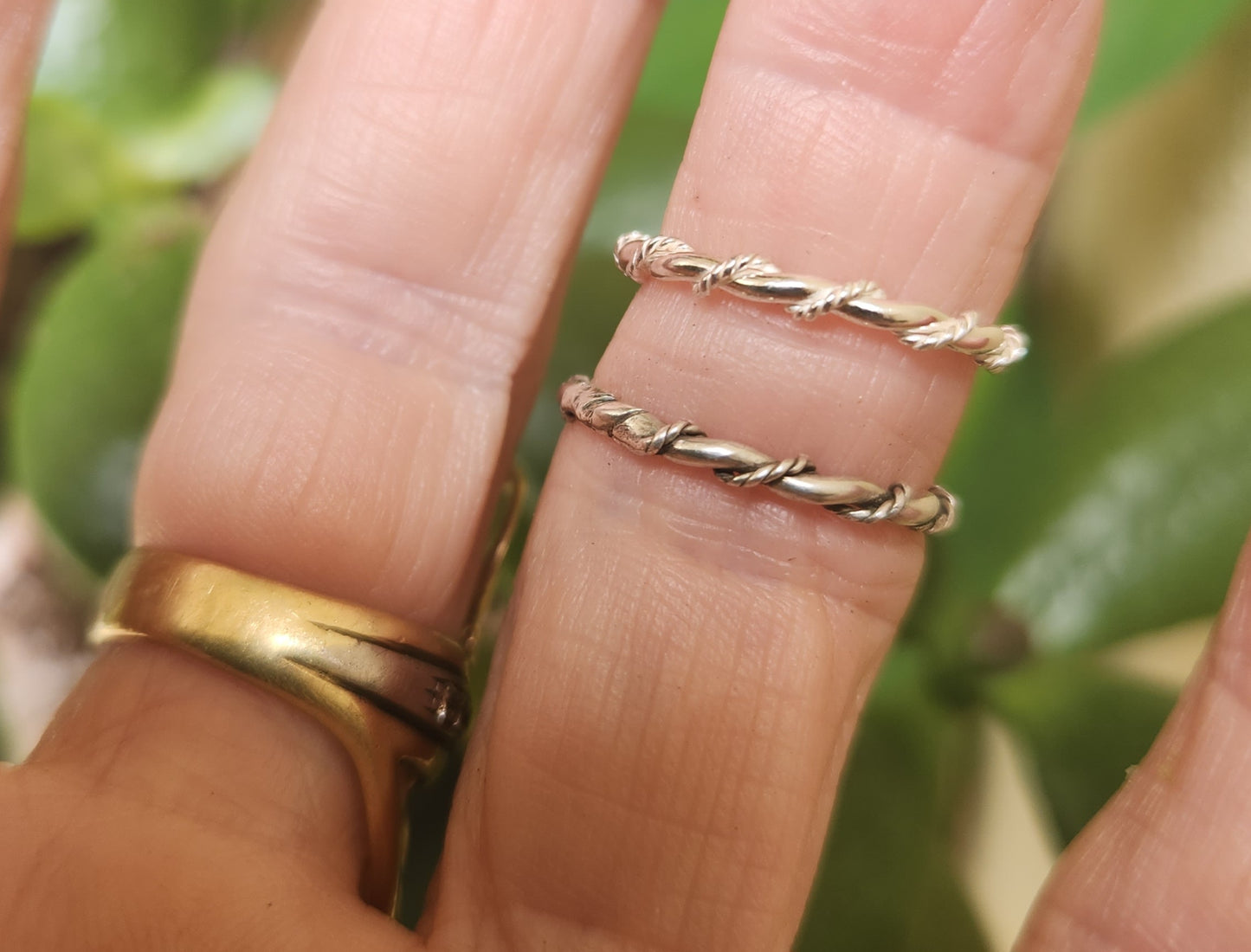 Silver Stacker ring,Twisted wire,Sterling silver,round wire,fine band,boho rings,thin silver ring,pinkie ring,woven wire ring