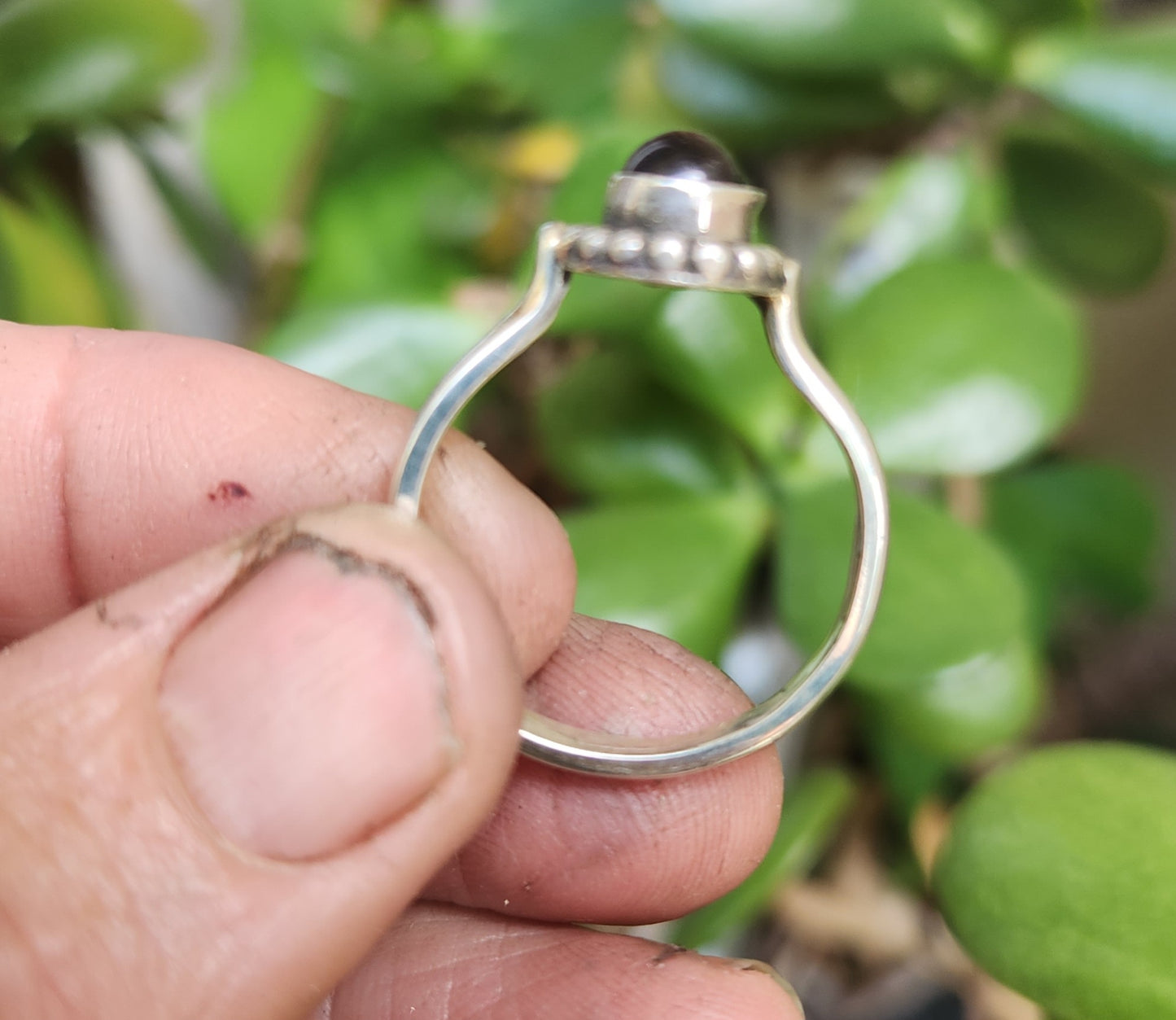 Garnet cabachon ring,925 sterling silver handmade,amethyst,turquoise ,mother of pearl