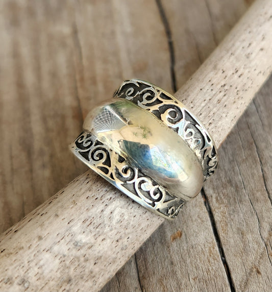 Wide silver ring,925 sterling silver,high dome band,wide rounded band,handmade,wedding,boho,gypsy,