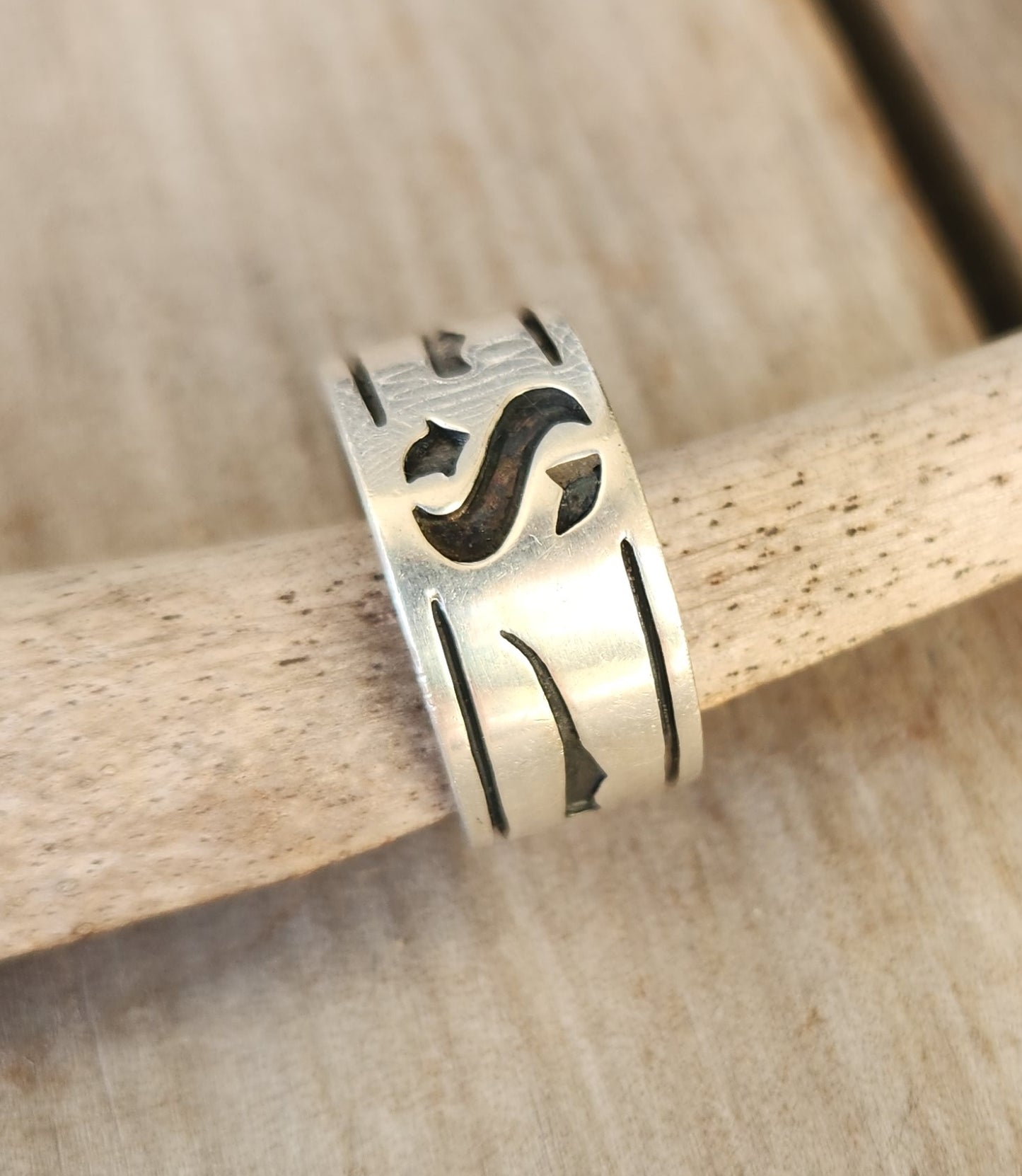Snorkling diving ring,925 sterling silver, S band with flippers,fins,ocean jewelry,