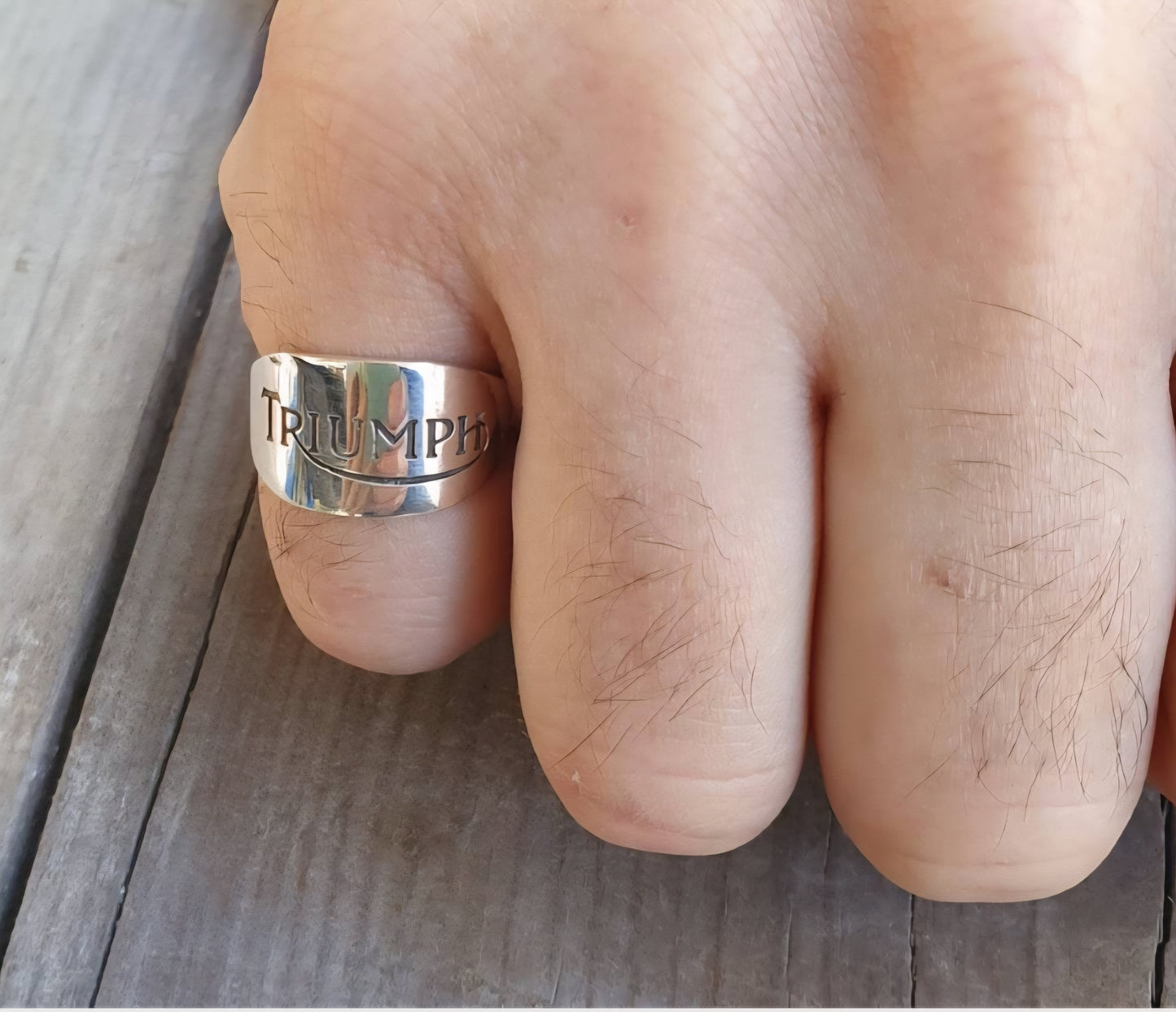 Triumph band,925 sterling silver,motorcycle, biker wedding ring,unisex silver band