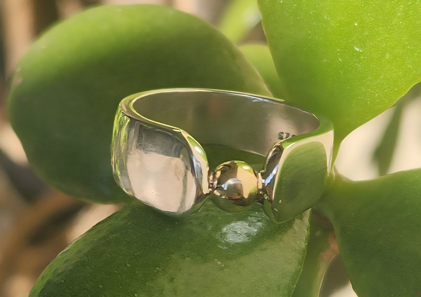 9k ball ring,925 sterling silver,two tone band,mixed metal band