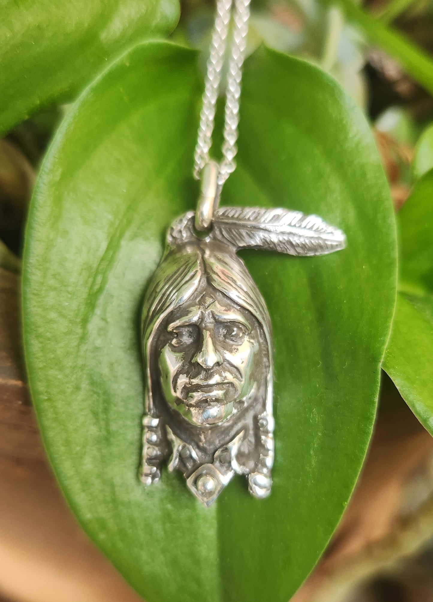 Indian chief pendant,925 sterling silver,native american
