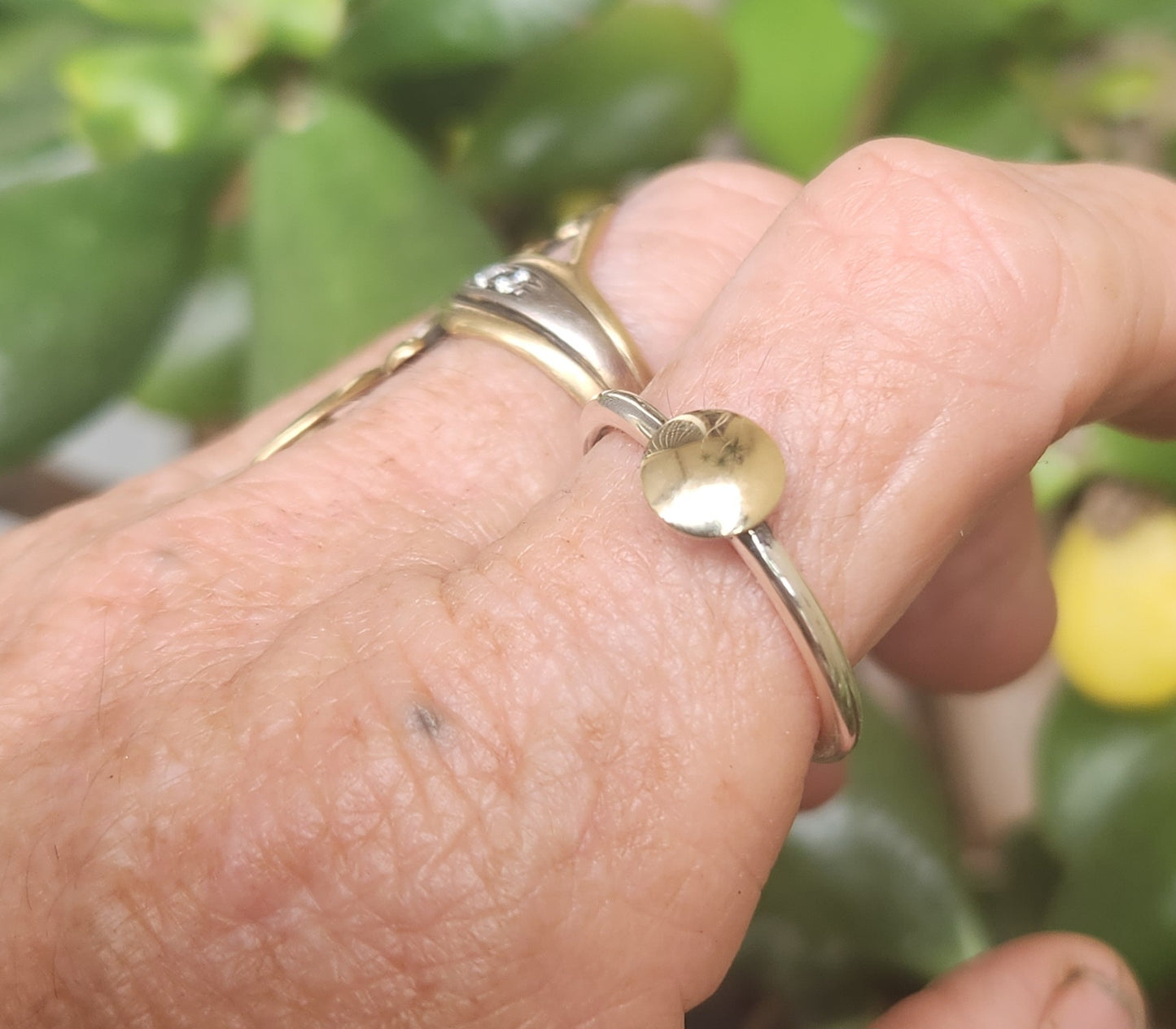9k ,silver Two tone ring,solid 9ct/9k gold top and sterling silver,2mm band,