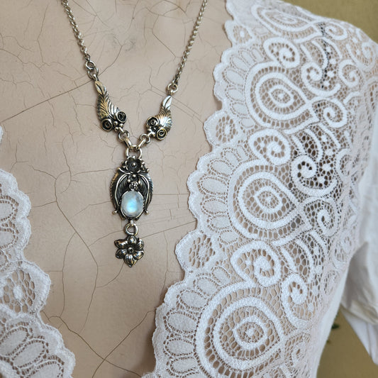 Large moonstone necklace,925 solid sterling silver, amethyst,garnet,moonstone Navajo necklace (Copy) (Copy)