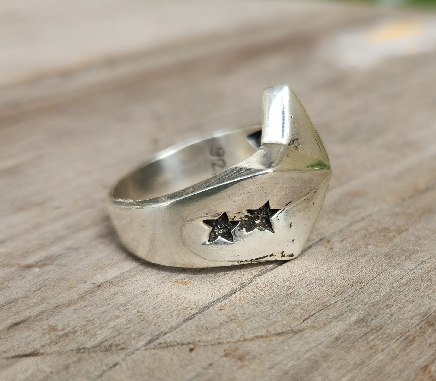 star caltex ring,925 Sterling silver caltex,flat star,5 pointed star,chunky,new age,