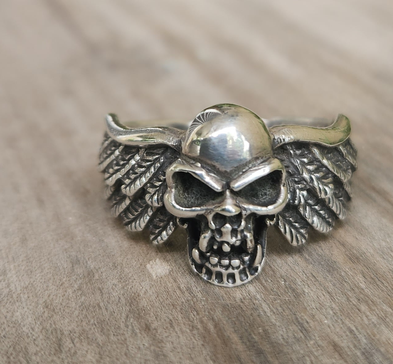 Skull winged ring,925 sterling silver, hells angel,unisex ring ,steampunk,vampire gothic, punk, solid sterling silver,heavy,hipster