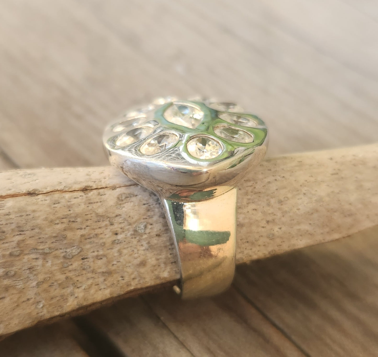 Large cz ring,925 sterling,multi stone,eye shaped cubic zirconia