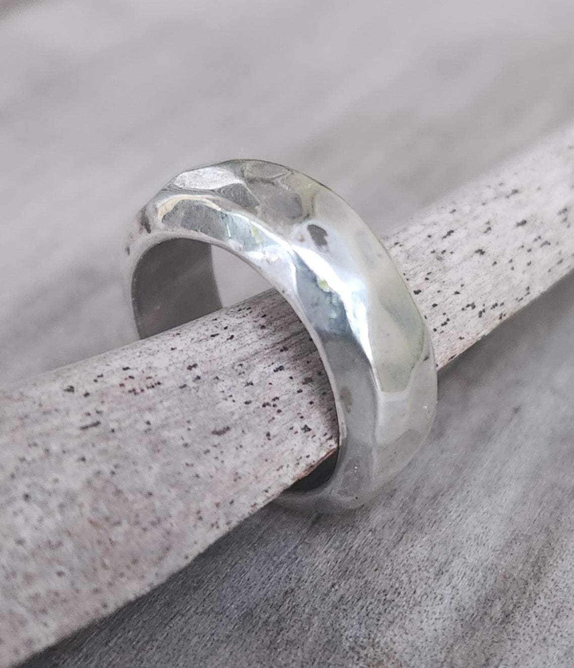 Solid 7mm hammered ring, 925 sterling silver,thick industrial, rustic,hammered, nugget wedding band