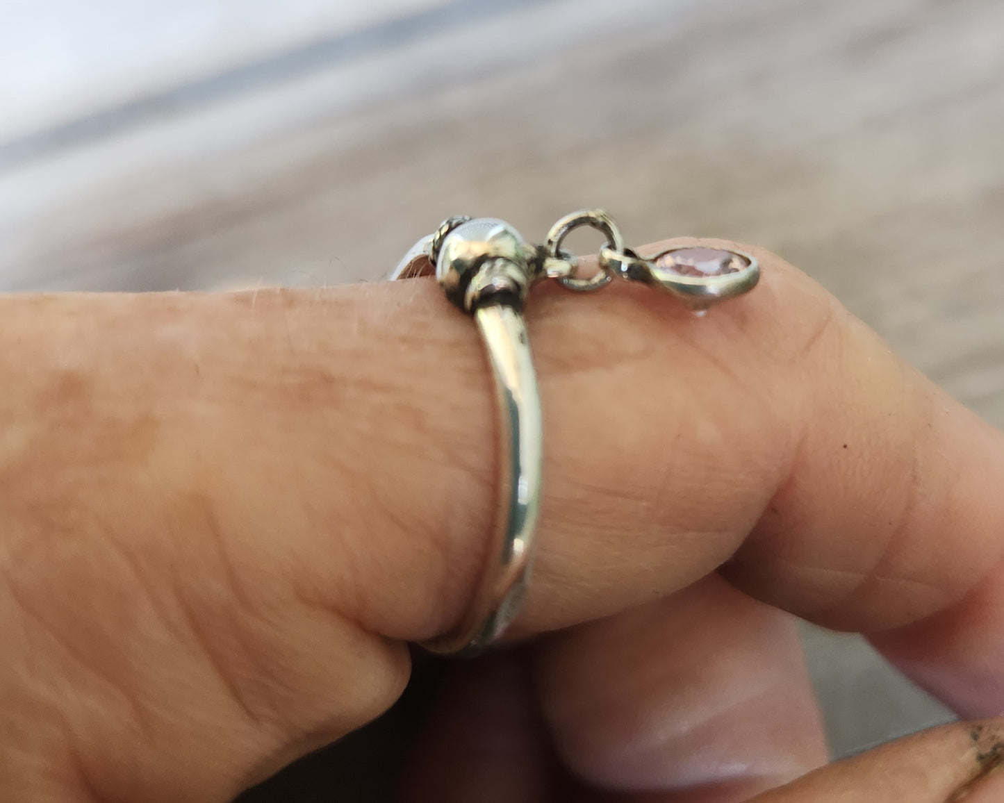 Pink cz dangling ring,925 sterling silver,cz,2mm halo mixed metal ring,thin stacker ring,