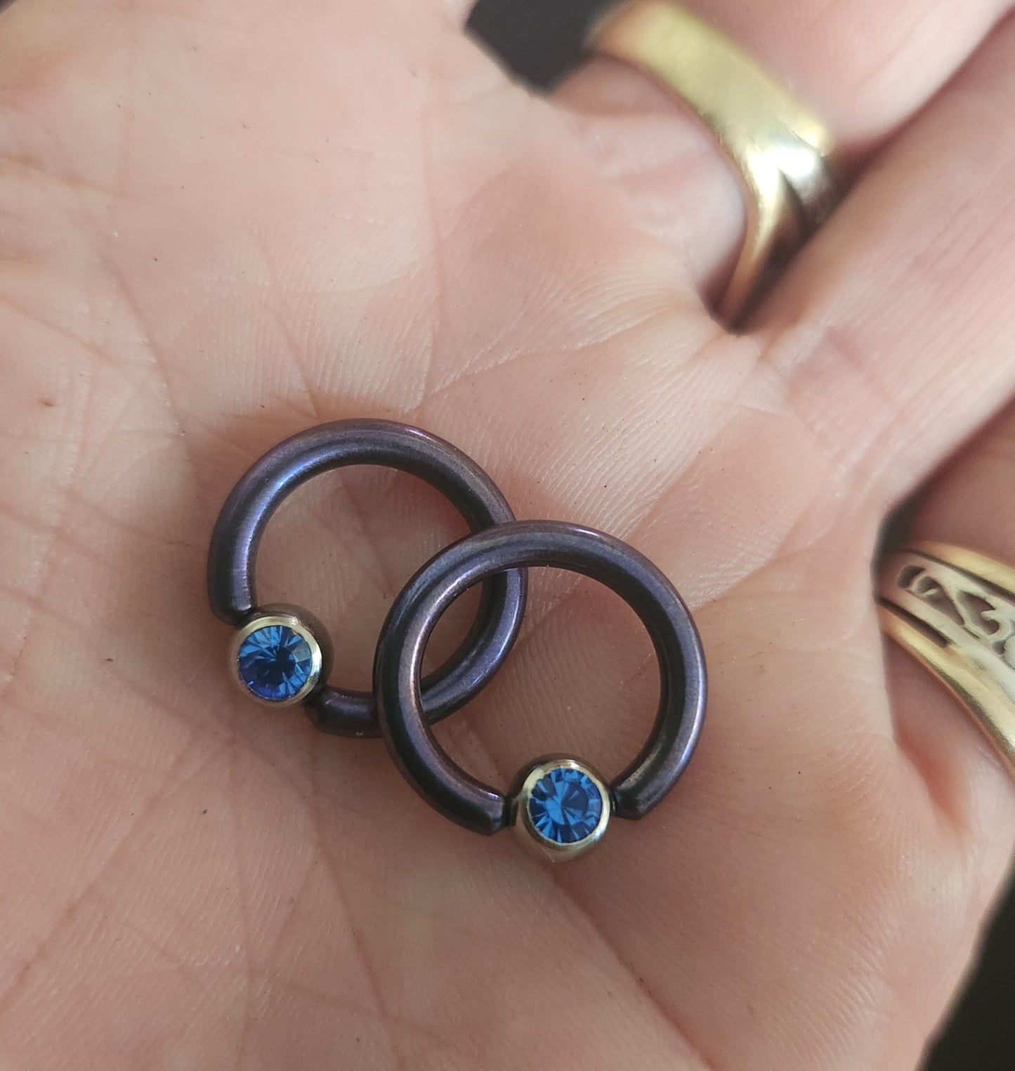 Titanium ring and ball bcr,captive bead ring,2 x 12 gauge earrings,nipple,belly ring,genital