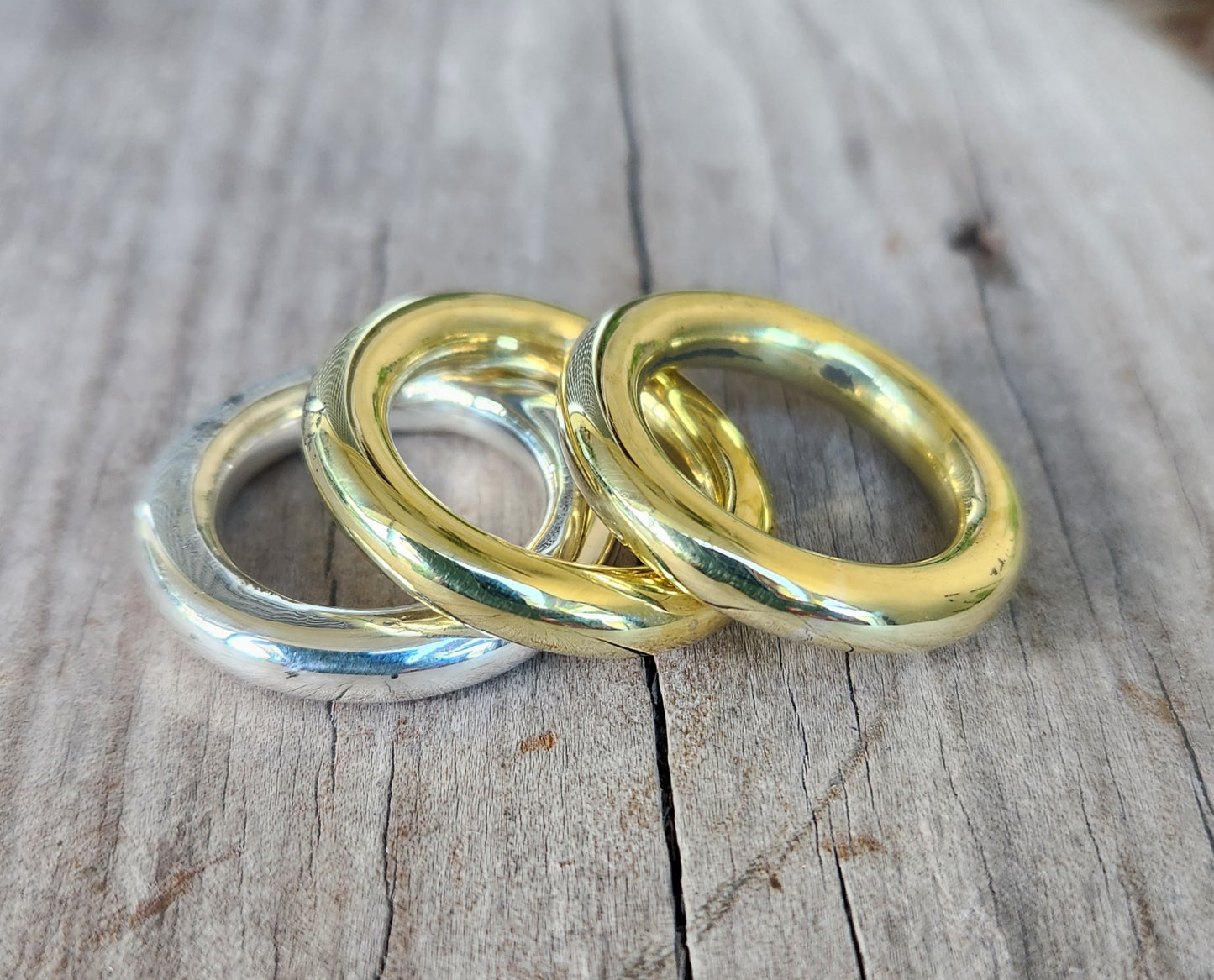 Gold 5mm halo stacker ring,gold coloured brass band,chunky heavy band,handmade,boho,goddess,round wedding bands,thick silver or brass rings,