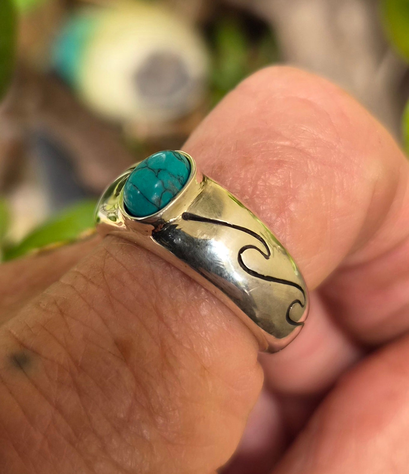 Onyx wave ring,925 sterling silver,sailor surf,surfer,ocean jewelry,snorkel