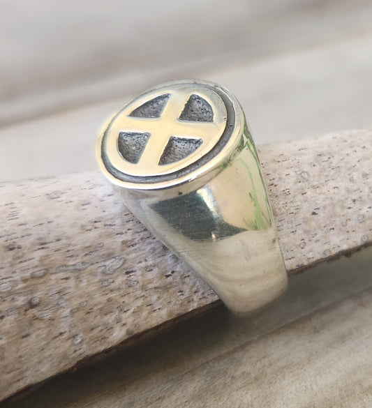 X signet ring,925 sterling silver, X gen cross ring, X man ring, X generation.