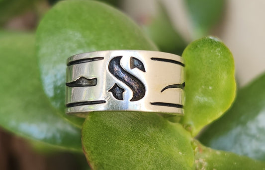 Snorkling diving ring,925 sterling silver, S band with flippers,fins,ocean jewelry,