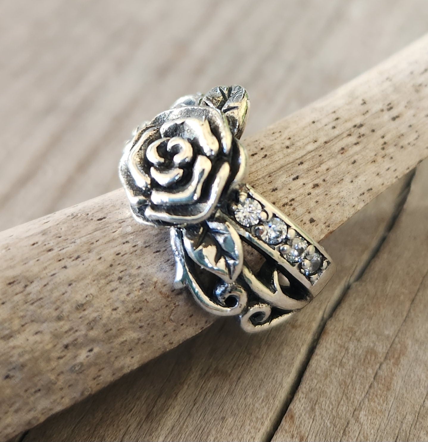 rose cz ring,sterling silver,cubic zirconias, flower boho, steampunk,gothic,art nouveau ,victorian,vintage,handmade,gypsy,goddess,women fashion