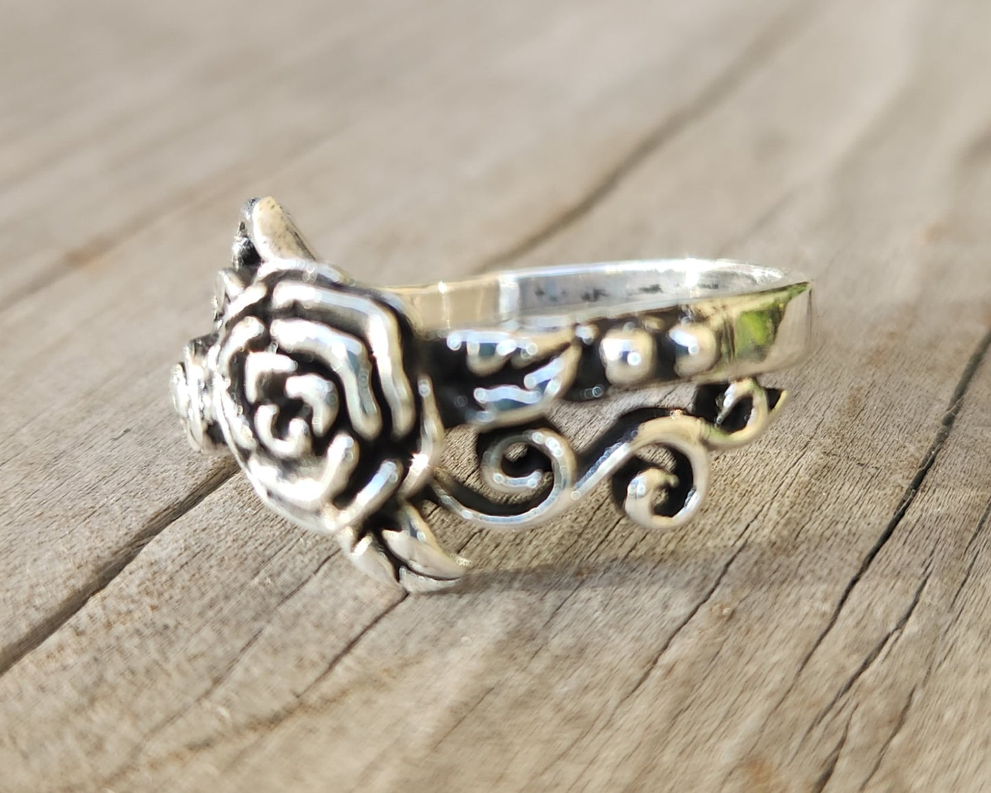 rose cz ring,sterling silver,cubic zirconias, flower boho, steampunk,gothic,art nouveau ,victorian,vintage,handmade,gypsy,goddess,women fashion