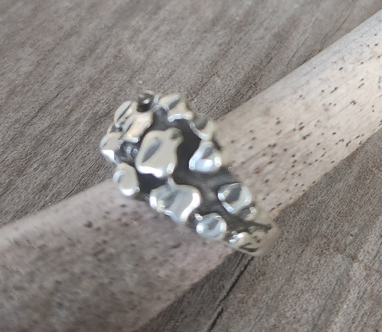 Small Nugget hammered ring,925 Sterling silver,rustic band