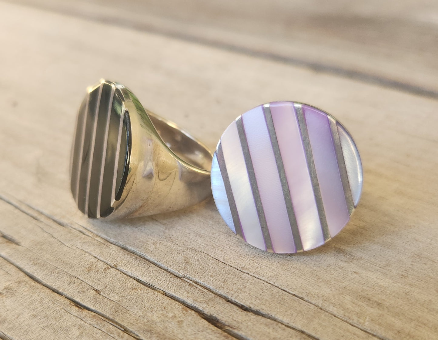 Large round inlay ring,925 sterling silver,black acrylic mosaic