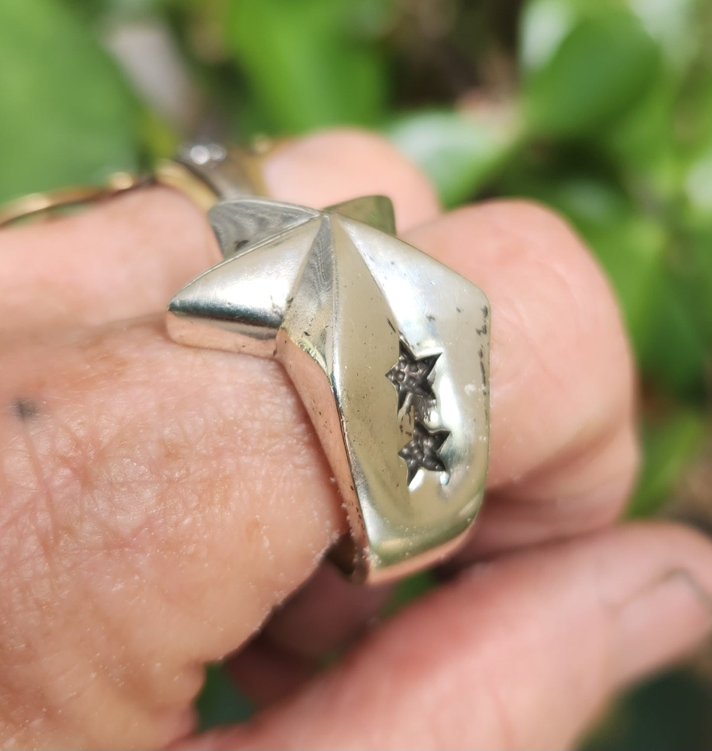 star caltex ring,925 Sterling silver caltex,flat star,5 pointed star,chunky,new age,