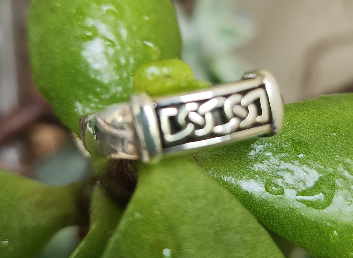 Celtic ring,925 sterling silver,narrow celtic tribal ring,