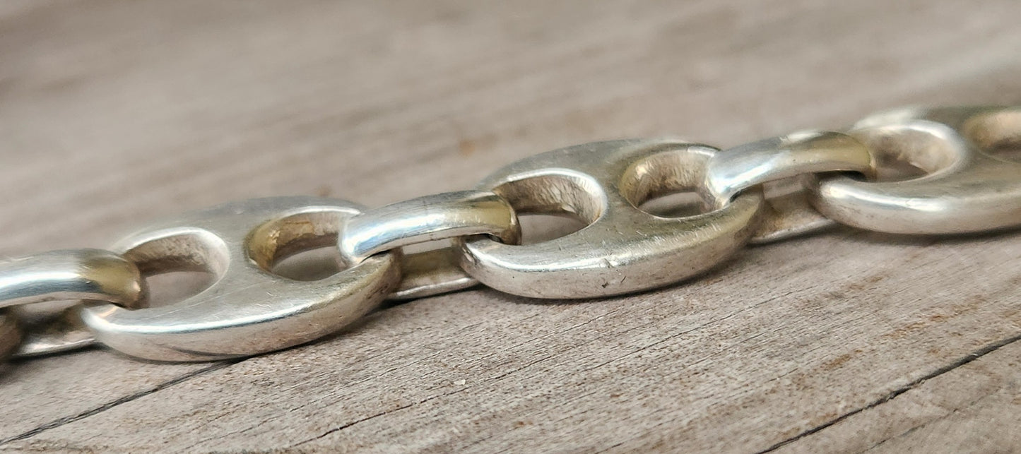 marine link bracelet or chain ,925 silver bracelet, handmade, unisex,boho,