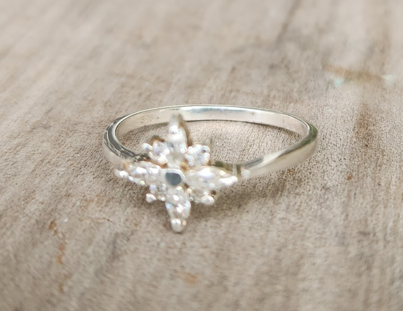 Small star Cz ring,925 sterling silver, dainty pinkie ,Cubic zirconia ,handmade, ring,goddess,boho