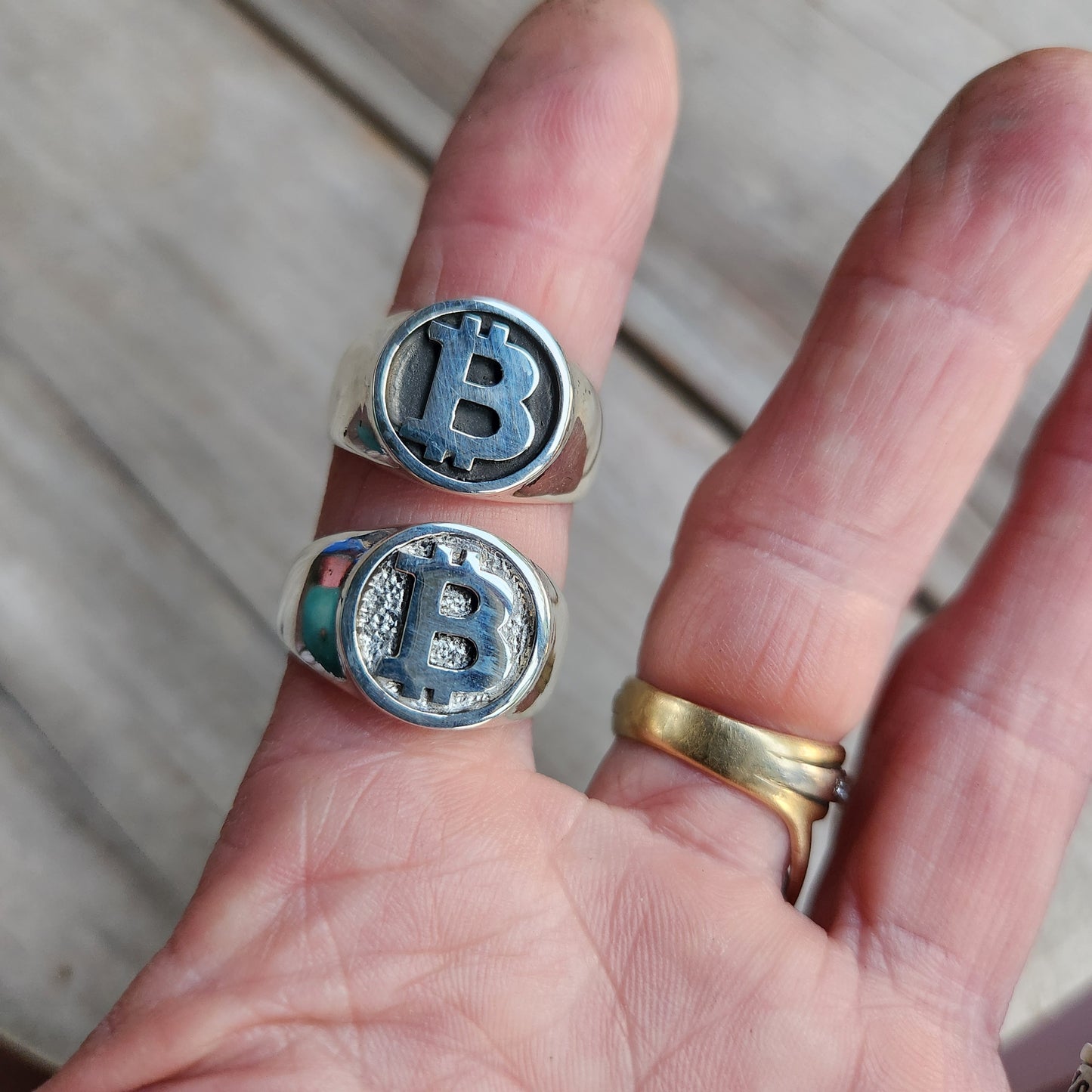 Bitcoin ring,925  sterling silver,solid signet, unisex ring