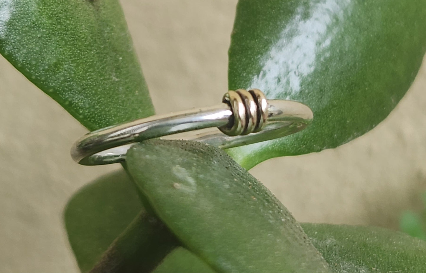 9k ,silver Two tone ring,solid 9ct/9k gold top and sterling silver,2mm band,