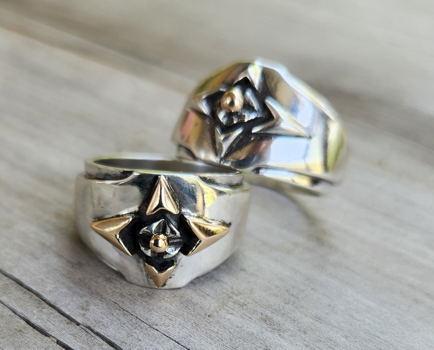 Gold and silver tribal band,9k gold and sterling silver ring,ornate mixed metal solid mans ring modern,mixed metal, two tone dress ring,celtic tribal wedding band