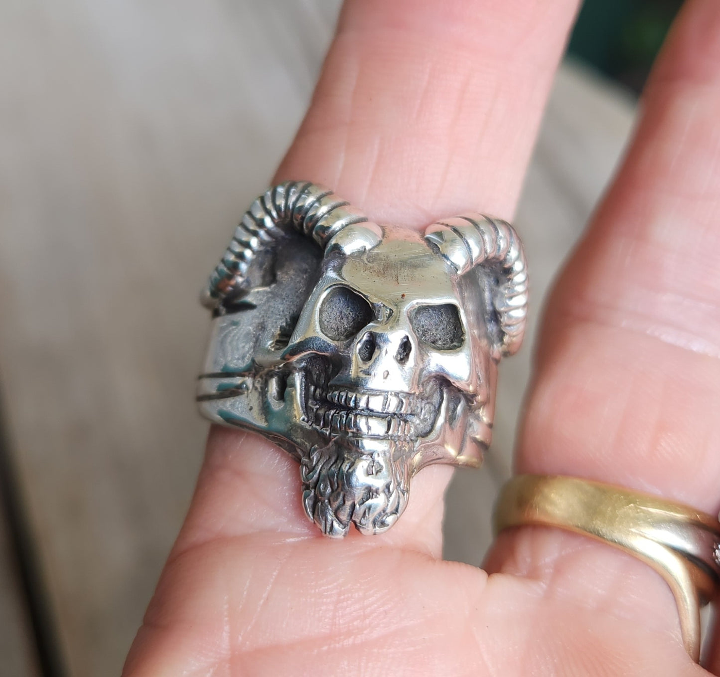 Goats skull ring,925 Sterling silver,goat skull,horn,tribal,indian,cowboy,country, western,ritual magic style,rockabilly,mens fashion,handmade